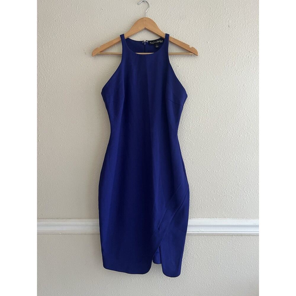 Elizabeth and James Violet Solid Bodycon Fitted Dress Halter High Neck Size 6